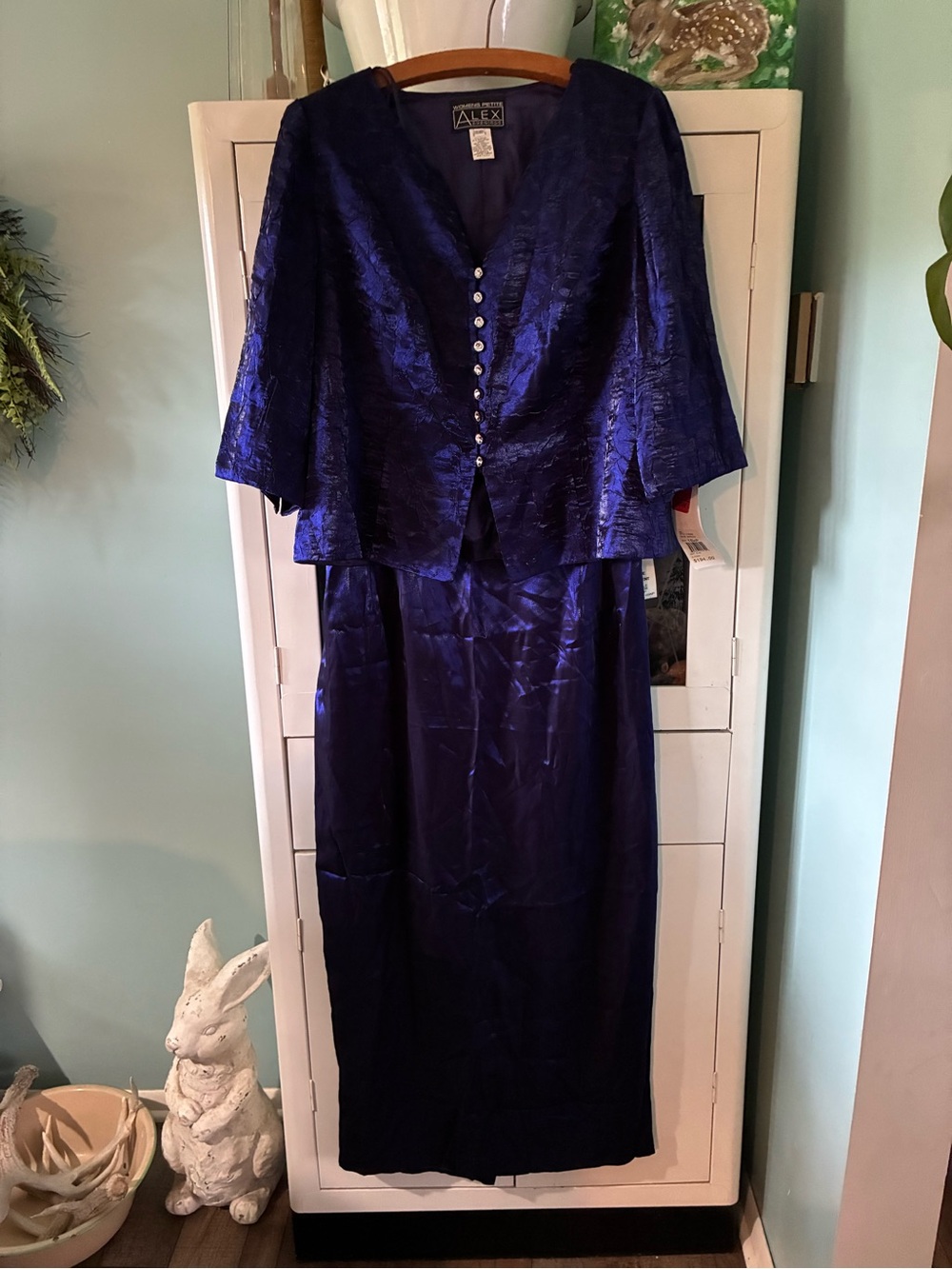 Alex Evenings sz 16WP Satiny Evening Skirt and Top Set in Deep Royal Blue nwt